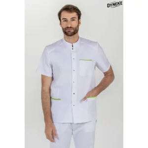 Chaqueta hombre m/c cuello mao contraste verde Dyneke 8072887: vista frontal con modelo.