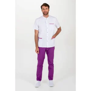 Chaqueta hombre m/c cuello mao contraste lila Dyneke 8072892: vista de cuerpo entero con modelo.