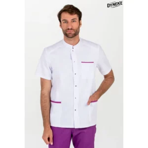 Chaqueta hombre m/c cuello mao contraste lila Dyneke 8072892: vista frontal con modelo.