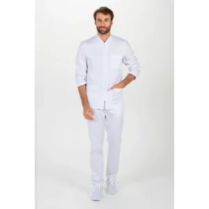 Chaqueta hombre cremallera blanca m/l Dyneke 8073700: vista de cuerpo entero con modelo.