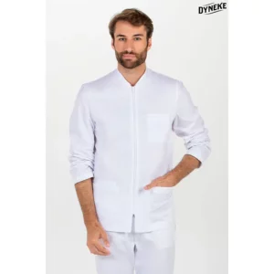 Chaqueta hombre cremallera blanca m/l Dyneke 8073700: vista frontal con modelo.