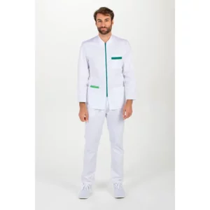 Chaqueta hombre cremallera contraste verde m/l Dyneke 8073873: vista de cuerpo entero con modelo.
