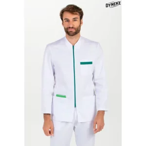 Chaqueta hombre cremallera contraste verde m/l Dyneke 8073873: vista frontal con modelo.