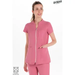Chaqueta mujer m/c rosa elástica Dyneke 8124406: vista frontal con modelo.