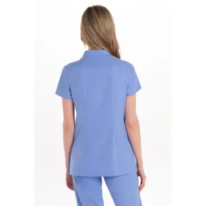 Chaqueta mujer m/c azul elástica Dyneke 8124407: vista trasera con modelo.
