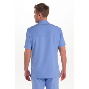 Chaqueta hombre m/c azul elástica Dyneke 8125407: vista trasera con modelo.