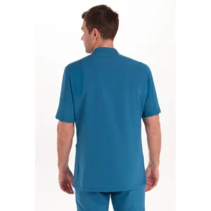 Chaqueta hombre m/c verde petróleo elástica Dyneke 8125408: vista trasera con modelo.