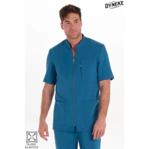 Chaqueta hombre m/c verde petróleo elástica Dyneke 8125408: vista frontal con modelo.