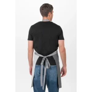 Delantal peto gris asimétrico Dyneke 8129388: vista trasera del delantal y lazada.