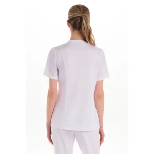 Chaqueta m/c microfibra elástica blanca raso Dyneke 8133284: vista trasera con modelo.
