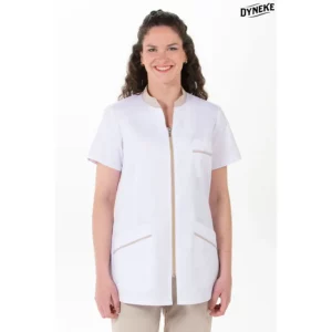 Chaqueta m/corta cuello mao beig pespuntes Dyneke 8153569: vista frontal con modelo.