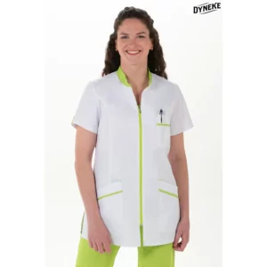 Chaqueta m/corta cuello mao pistacho pespuntes Dyneke 8153887: vista frontal con modelo.