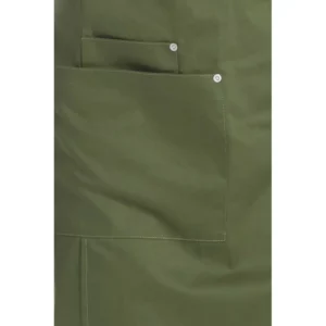 Delantal peto unisex bolsillos verde militar Dyneke 8164469: detalle de los bolsillos y remaches.