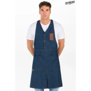 Delantal chaleco tejano azul Dyneke 8168447: vista frontal con modelo.