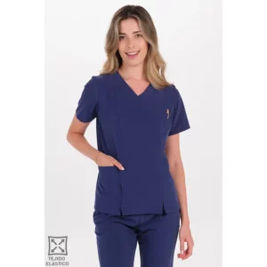 Casaca elástica mujer azul marino Dyneke 8173202: vista frontal con modelo.