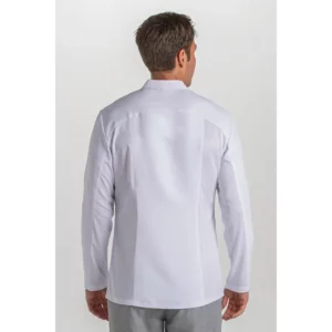 Chaqueta cruzada chico microfibra blanca m/l Dyneke 8175570: vista trasera con modelo.