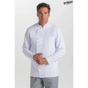 Chaqueta cruzada chico microfibra blanca m/l Dyneke 8175570: vista frontal con modelo.