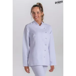 Chaqueta cruzada chica microfibra blanca m/l Dyneke 8176570: vista frontal con modelo.