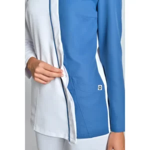 Chaqueta mujer microfibra asimétrica m/l azul Dyneke 8177482: detalle del cierre delantero.