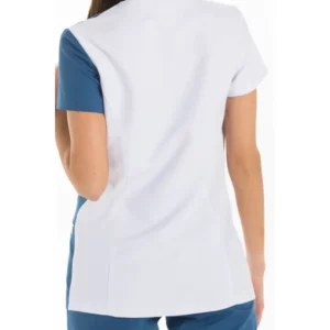 Chaqueta mujer microfibra asimétrica m/l azul Dyneke 8177482: vista trasera con manga corta visible.
