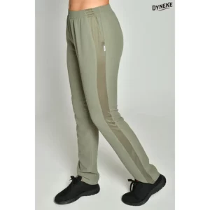 Pantalón unisex rejilla lateral caqui Dyneke 8179486: vista lateral del pantalón con modelo.