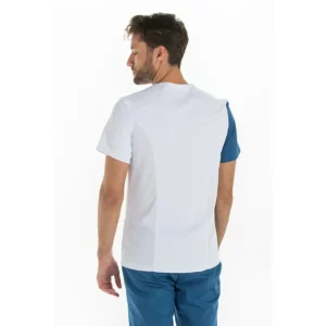 Chaqueta hombre asimétrica azul Dyneke 8187482: vista trasera con modelo.