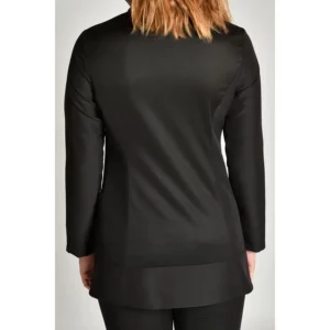 Chaqueta imperial mujer microfibra negra m/l Dyneke 8190571: detalle de la espalda con modelo.