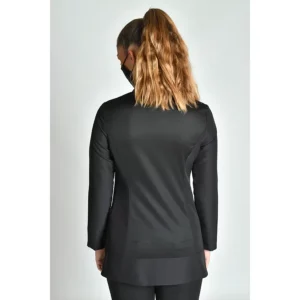 Chaqueta imperial mujer microfibra negra m/l Dyneke 8190571: vista trasera con modelo.