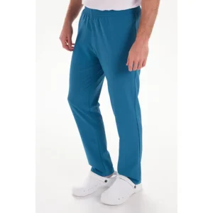 Pantalón s/bolsillos verde aguamarina Dyneke 8201408: vista de tres cuartos del pantalón con modelo.