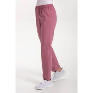 Pantalón s/ bolsillos nude rosa Dyneke 8201843: vista lateral del pantalón con modelo.