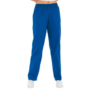 Pantalón clásico azulina Dyneke 8201846: vista frontal del pantalón con modelo.