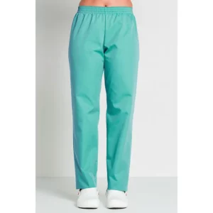 Pantalón s/ bolsillos verde Dyneke 8201856: vista frontal del pantalón con modelo.