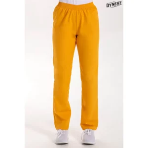 Pantalón s/ bolsillos ocre Dyneke 8201886: vista frontal del pantalón con modelo.