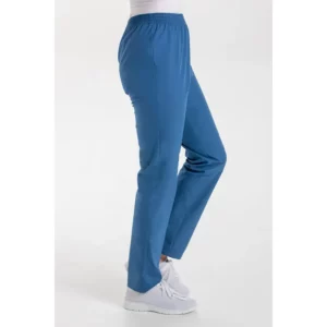 Pantalón s/ bolsillos azul egeo Dyneke 8201891: vista lateral del pantalón con modelo.