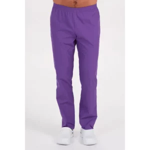 Pantalón s/ bolsillos morado Dyneke 8201914: vista frontal del pantalón con modelo.