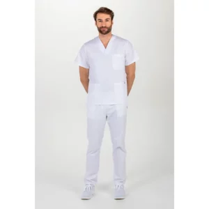 Blusón blanco sanidad Dyneke 8204700: vista de cuerpo entero con modelo.