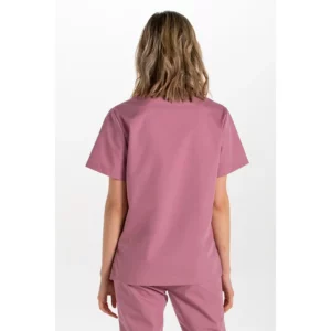 Blusón sanitario unisex nude rosa Dyneke 8204843: vista trasera con modelo.