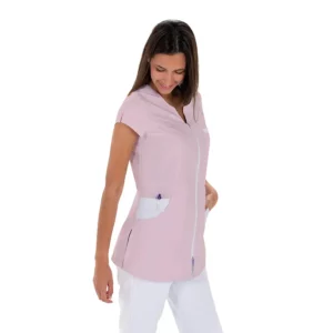 Chaqueta mujer microfibra rosa Dyneke 8209481: vista frontal con modelo.