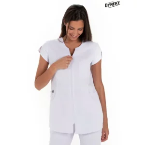 Chaqueta srta. microfibra blanca Dyneke 8209570: vista frontal con modelo.