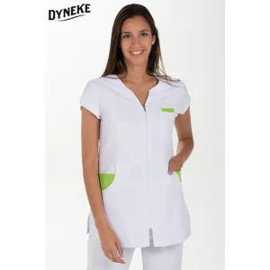Chaqueta srta. microfibra contraste pistacho Dyneke 8209573: vista frontal con modelo.