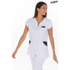Chaqueta srta. microfibra contraste azul Dyneke 8209583: vista frontal con modelo.