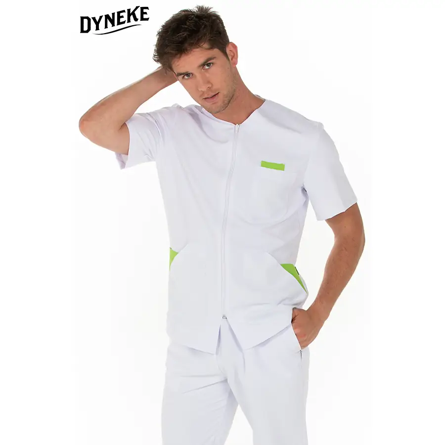 Chaqueta Dyneke 8210573 hombre contraste verde pistacho 1 Chaqueta cbro.microfibra contraste pistacho Dyneke 8210573: vista frontal con modelo.