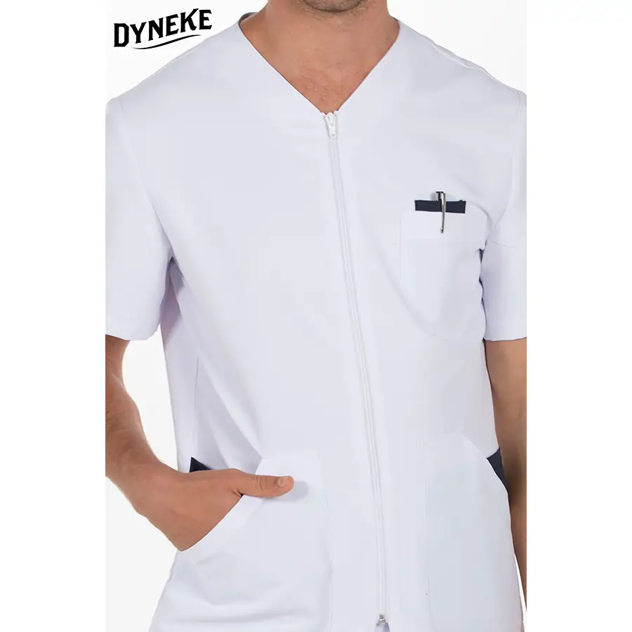 Chaqueta Dyneke 8210583 hombre contraste azul 4 Chaqueta cbro.microfibra contraste azul Dyneke 8210583: detalle del cuello y bolsillos.