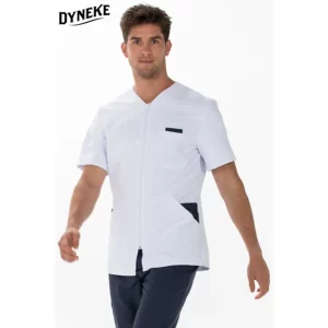 Chaqueta cbro.microfibra contraste azul Dyneke 8210583: vista frontal con modelo en movimiento.