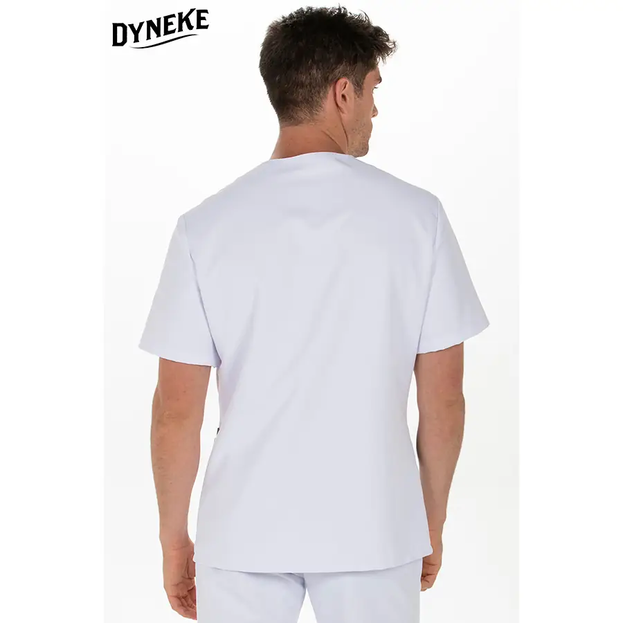 Chaqueta Dyneke 8210583 hombre contraste azul 3 Chaqueta cbro.microfibra contraste azul Dyneke 8210583: vista trasera con modelo.