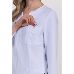 Chaqueta mujer poliéster elástico blanco m/l Dyneke 8216412: detalle del bolsillo de pecho.