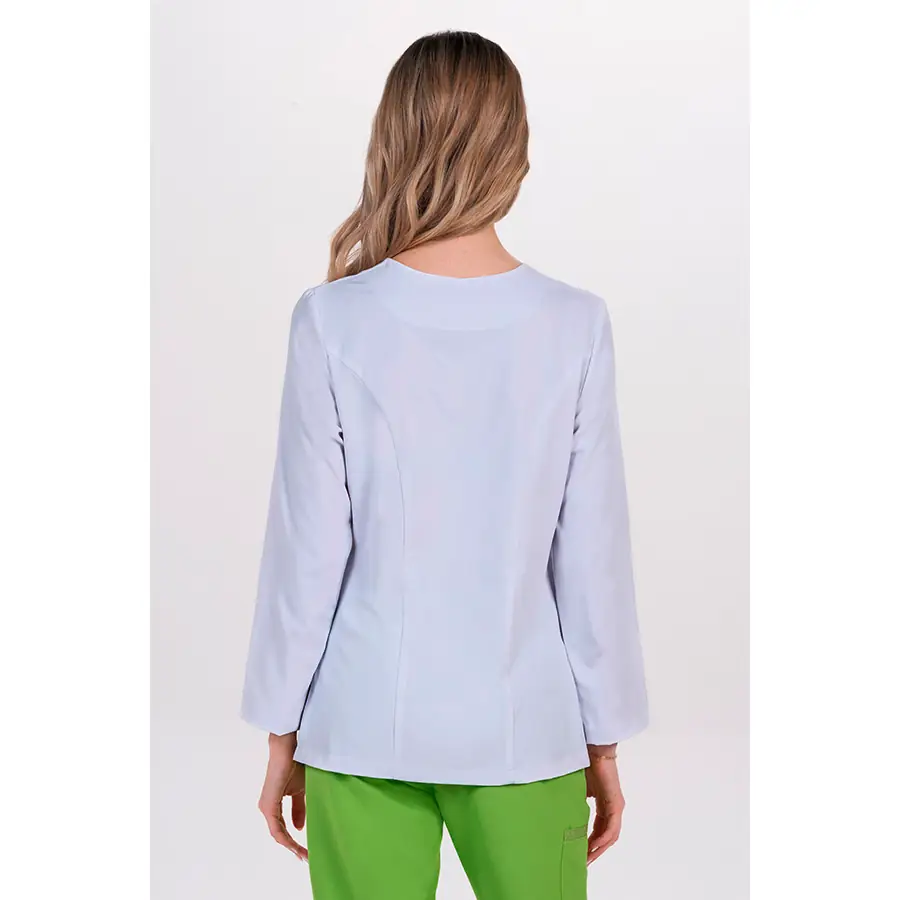 Chaqueta Dyneke 8216573 mujer contraste verde pistacho 2 Chaqueta mujer poliéster elástico contraste pistacho m/l Dyneke 8216573: vista trasera con modelo.