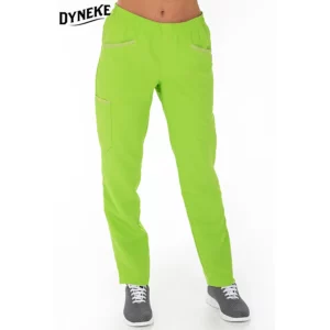 Pantalón unisex microfibra textura pistacho Dyneke 8220573: vista frontal del pantalón con modelo.