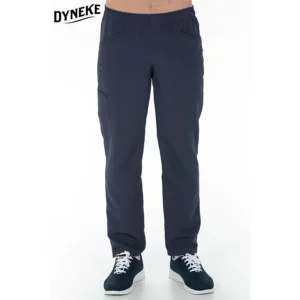 Pantalón unisex microfibra textura marino Dyneke 8220583: vista frontal del pantalón con modelo.