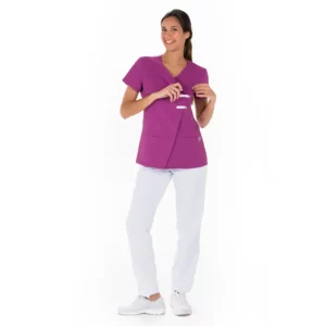 Chaqueta presillas m/c microfibra púrpura Dyneke 8240568: vista de cuerpo entero con modelo.